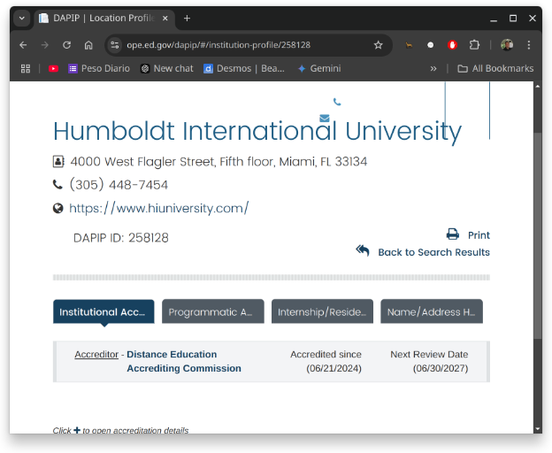 Acreditación Humboldt