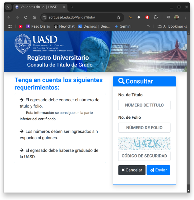 Validación UASD